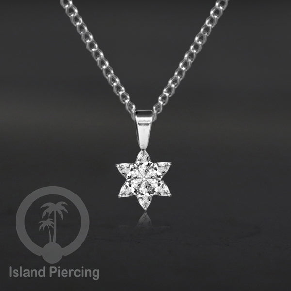Liontin kecil warna silver dengan Kristal Zircon. Steel Necklace with Zirconia Crystals