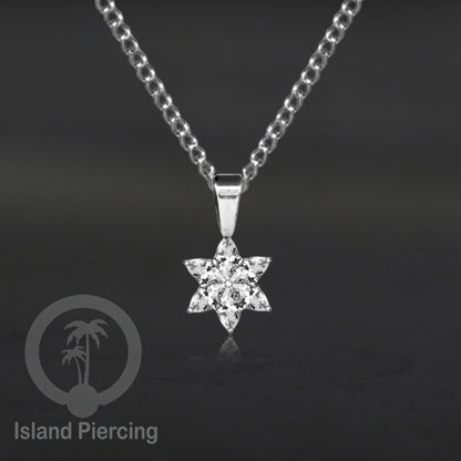 Liontin kecil warna silver dengan Kristal Zircon. Steel Necklace with Zirconia Crystals