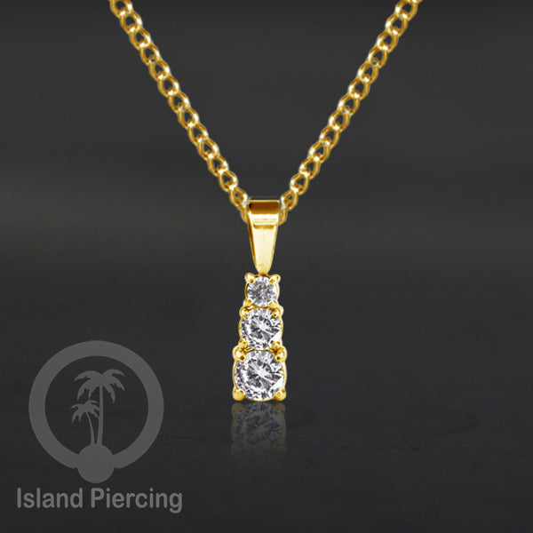 Liontin kecil warna gold dengan Kristal Zircon. Steel Necklace with Zirconia Crystals