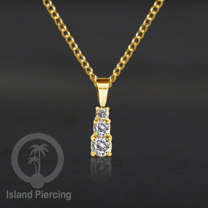 Liontin kecil warna gold dengan Kristal Zircon. Steel Necklace with Zirconia Crystals
