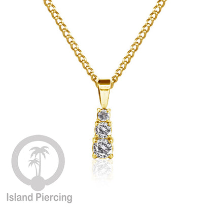 Liontin kecil warna gold dengan Kristal Zircon. Steel Necklace with Zirconia Crystals