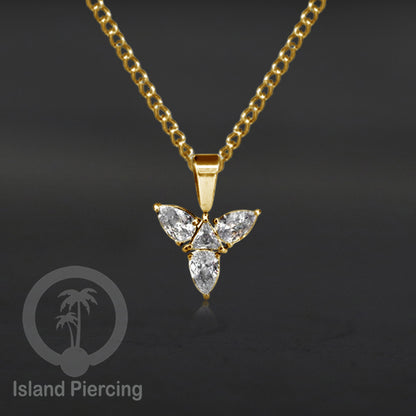 Kalung Liontin stainless warna gold dengan Kristal Zircon. Steel Necklace with Crystal Charm