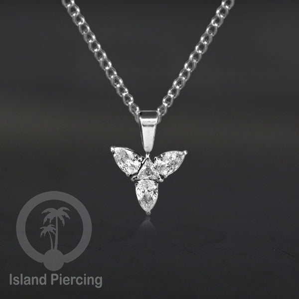 Kalung Liontin stainless warna silver dengan Kristal Zircon. Steel Necklace with Crystal Charm