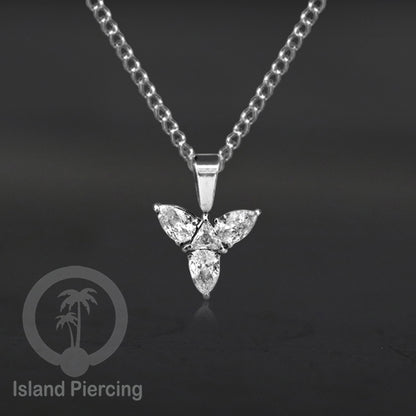 Kalung Liontin stainless warna silver dengan Kristal Zircon. Steel Necklace with Crystal Charm