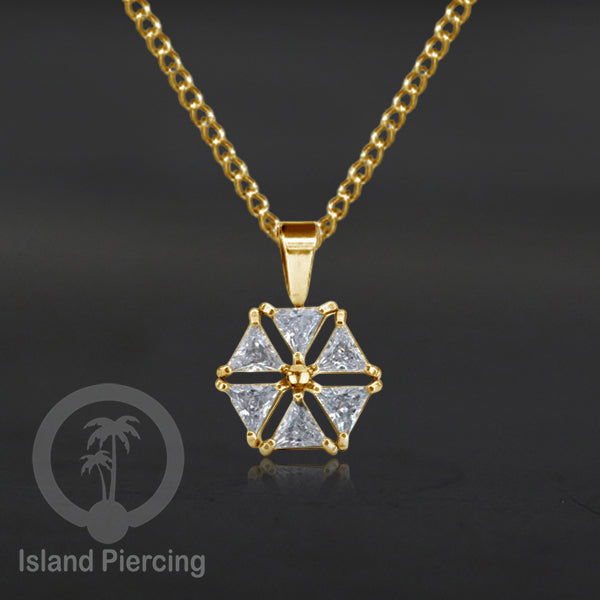 Kalung Liontin stainless warna gold dengan Kristal Zircon. Steel Necklace with Crystal Charm