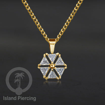 Kalung Liontin stainless warna gold dengan Kristal Zircon. Steel Necklace with Crystal Charm