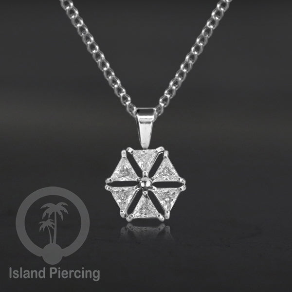 Kalung Liontin stainless warna silver dengan Kristal Zircon. Steel Necklace with Crystal Charm