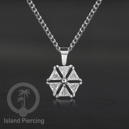 Kalung Liontin stainless warna silver dengan Kristal Zircon. Steel Necklace with Crystal Charm