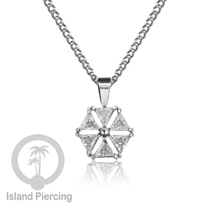 Kalung Liontin stainless warna silver dengan Kristal Zircon. Steel Necklace with Crystal Charm