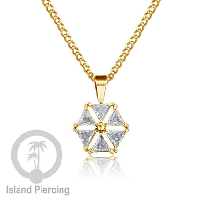 Kalung Liontin stainless warna gold dengan Kristal Zircon. Steel Necklace with Crystal Charm