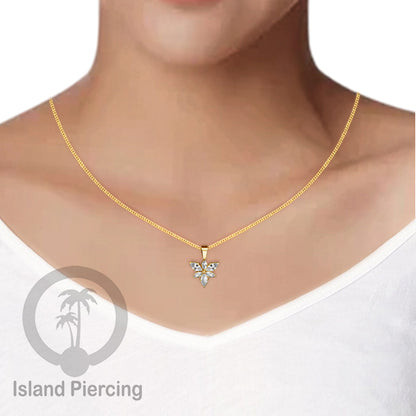 Kalung Liontin stainless warna gold dengan Kristal Zircon. Steel Necklace with Crystal Charm