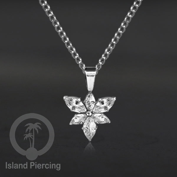 Kalung Liontin stainless warna silver dengan Kristal Zircon. Steel Necklace with Crystal Charm