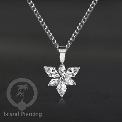 Kalung Liontin stainless warna silver dengan Kristal Zircon. Steel Necklace with Crystal Charm
