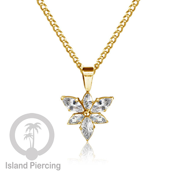 Kalung Liontin stainless warna gold dengan Kristal Zircon. Steel Necklace with Crystal Charm