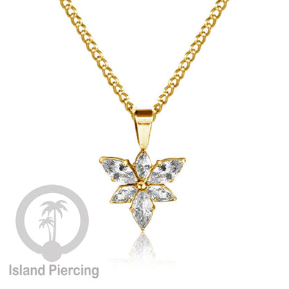 Kalung Liontin stainless warna gold dengan Kristal Zircon. Steel Necklace with Crystal Charm