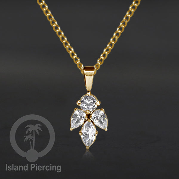 Kalung Liontin stainless warna gold dengan Kristal Zircon. Steel Necklace with Crystal Charm