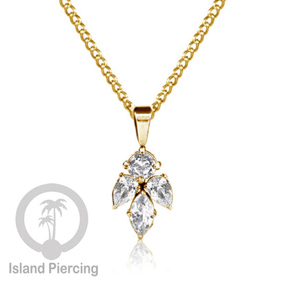 Kalung Liontin stainless warna gold dengan Kristal Zircon. Steel Necklace with Crystal Charm