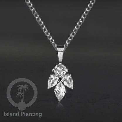 Kalung Liontin stainless warna silver dengan Kristal Zircon. Steel Necklace with Crystal Charm