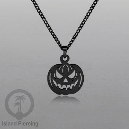 Necklace Halloween Kalung Stainless warna hitam Liotin motif gothic tengkorak, peti, sihir