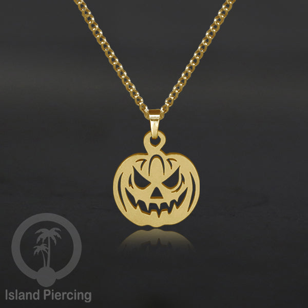 Necklace Halloween Kalung Stainless warna gold Liotin motif gothic tengkorak, peti, sihir