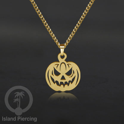 Necklace Halloween Kalung Stainless warna gold Liotin motif gothic tengkorak, peti, sihir