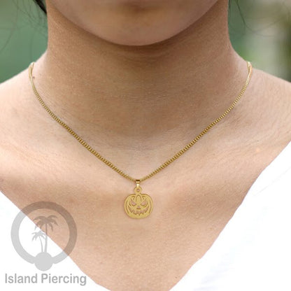 Necklace Halloween Kalung Stainless warna gold Liotin motif gothic tengkorak, peti, sihir