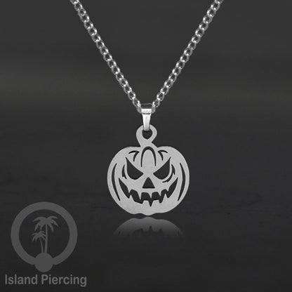Necklace Halloween Kalung Stainless warna silver Liotin motif gothic tengkorak, peti, sihir
