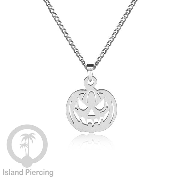 Necklace Halloween Kalung Stainless warna silver Liotin motif gothic tengkorak, peti, sihir