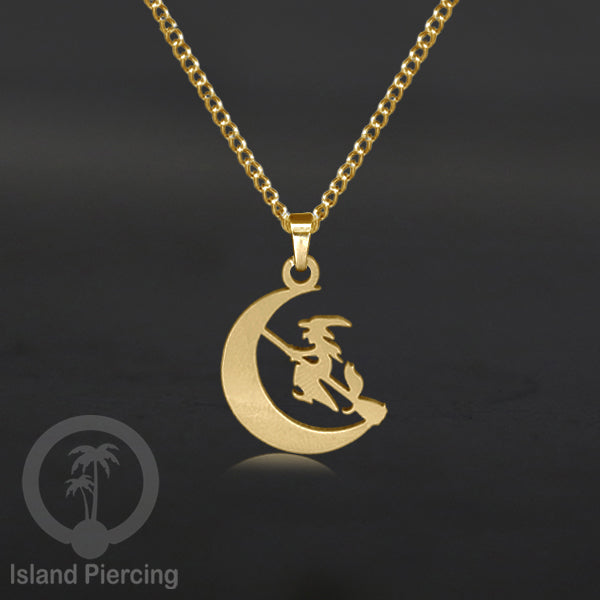 Necklace Halloween Kalung Stainless warna gold Liotin motif gothic tengkorak, peti, sihir