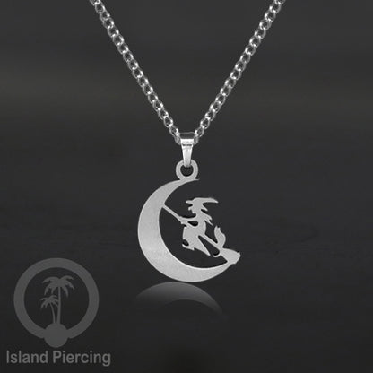 Necklace Halloween Kalung Stainless warna silver Liotin motif gothic tengkorak, peti, sihir