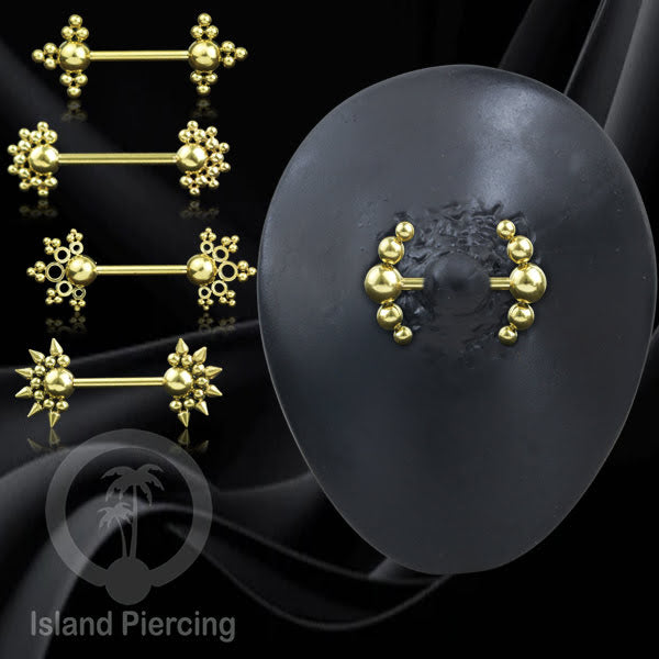 Steel nipple piercing, Steel barbells, Tindik puting berbahan Stainless steel, warna gold.
