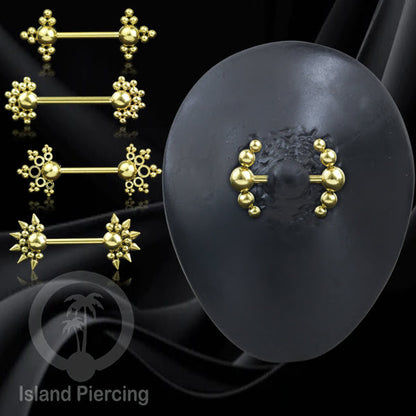 Steel nipple piercing, Steel barbells, Tindik puting berbahan Stainless steel, warna gold.