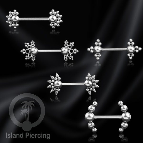 Steel nipple piercing, Steel barbells, Tindik puting berbahan Stainless steel, warna silver.