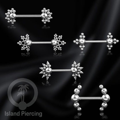 Steel nipple piercing, Steel barbells, Tindik puting berbahan Stainless steel, warna silver.
