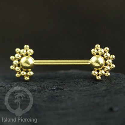 Steel nipple piercing, Steel barbells, Tindik puting berbahan Stainless steel, warna gold.