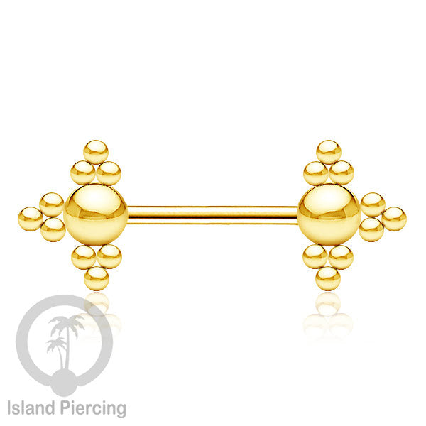 Steel nipple piercing, Steel barbells, Tindik puting berbahan Stainless steel, warna gold.