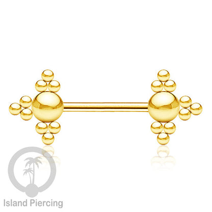 Steel nipple piercing, Steel barbells, Tindik puting berbahan Stainless steel, warna gold.