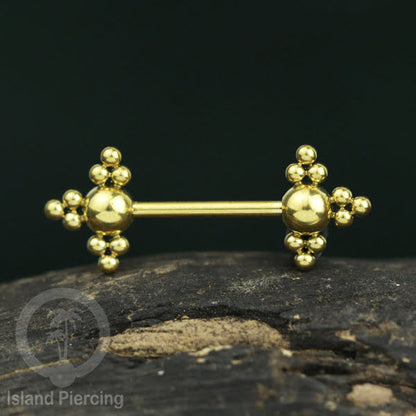 Steel nipple piercing, Steel barbells, Tindik puting berbahan Stainless steel, warna gold.