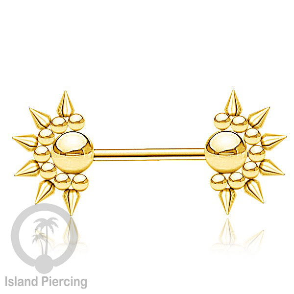 Steel nipple piercing, Steel barbells, Tindik puting berbahan Stainless steel, warna gold.