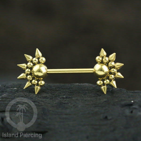 Steel nipple piercing, Steel barbells, Tindik puting berbahan Stainless steel, warna gold.