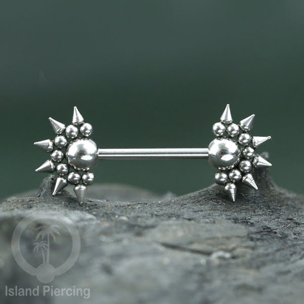 Steel nipple piercing, Steel barbells, Tindik puting berbahan Stainless steel, warna silver.