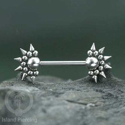 Steel nipple piercing, Steel barbells, Tindik puting berbahan Stainless steel, warna silver.