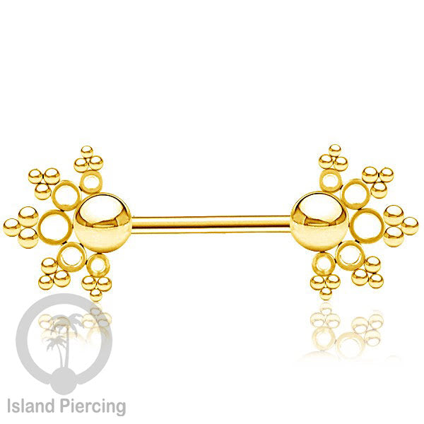 Steel nipple piercing, Steel barbells, Tindik puting berbahan Stainless steel, warna gold.
