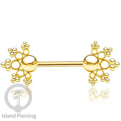 Steel nipple piercing, Steel barbells, Tindik puting berbahan Stainless steel, warna gold.