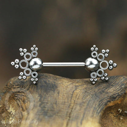 Steel nipple piercing, Steel barbells, Tindik puting berbahan Stainless steel, warna silver.