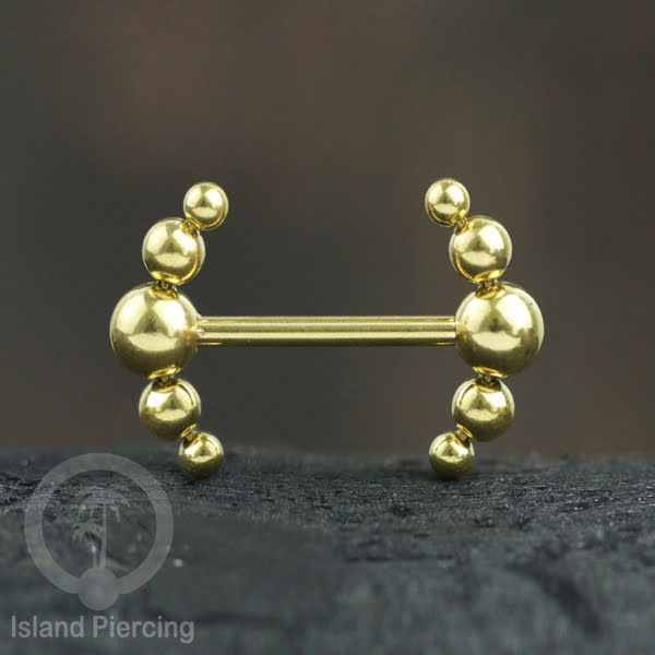 Steel nipple piercing, Steel barbells, Tindik puting berbahan Stainless steel, warna gold.