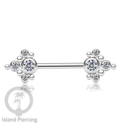 Tindik Aksesoris Puting Stainless warna silver banyak model kristal Zirconia Nipple Body Jewelry