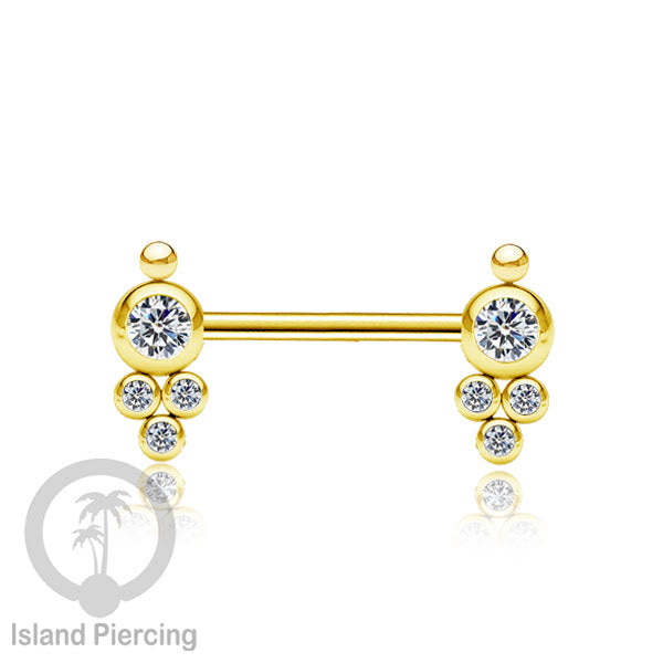 Tindik Puting bahan Stainless warna gold. Crystal Nipple Body Jewelry Piercing Barbells