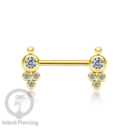 Tindik Puting bahan Stainless warna gold. Crystal Nipple Body Jewelry Piercing Barbells