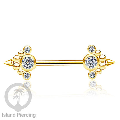Tindik Puting bahan Stainless warna gold. Crystal Nipple Body Jewelry Piercing Barbells